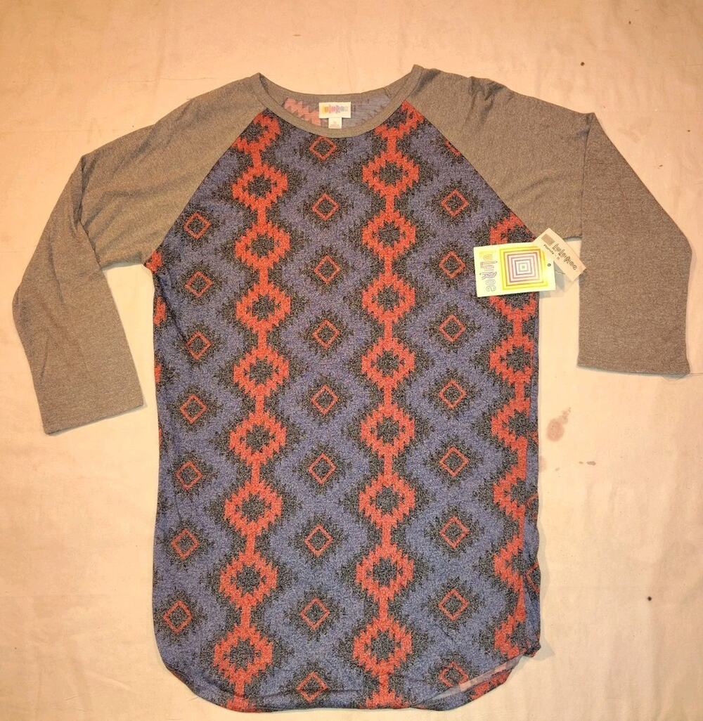 LuLaRoe Randy Long Sleeve Shirt Top Size Small NWT S Aztec Gray Sleeve NEW